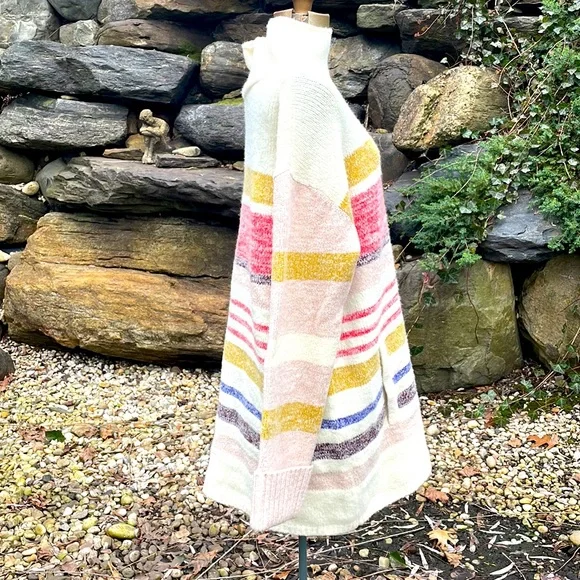 ANTHROPOLOGIE MULTI COLORED TUNIC WOOL / ALPACA  SWEATER - L - NEW ! - Picture 4 of 7